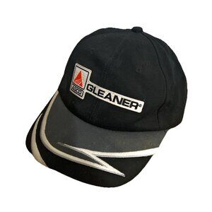VTG 80s AGCO Gleaners K Brand Products USA Black Snapback Trucker Hat Farming